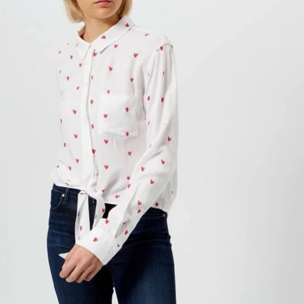 NWT! Rails lipstick heart button down shirt Size Small